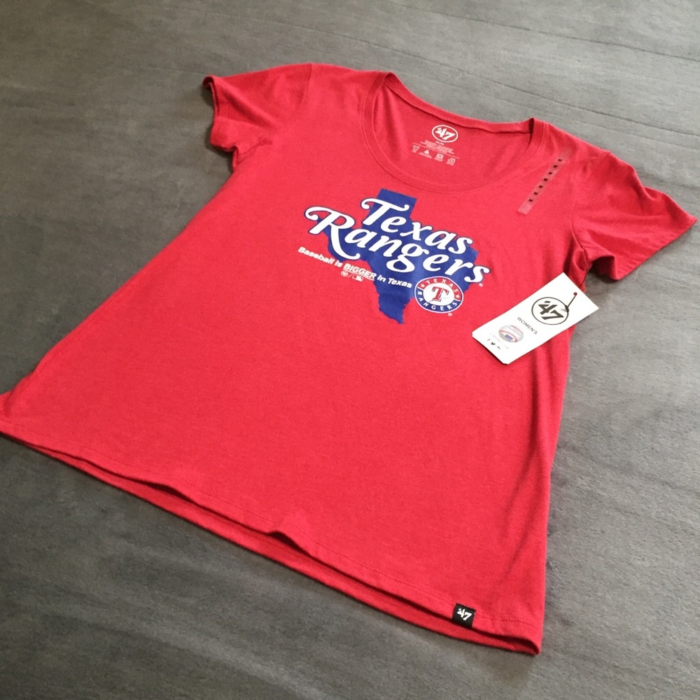 Texas Rangers Swoop Neck Tee Red NWT Med - Picture 2 of 9